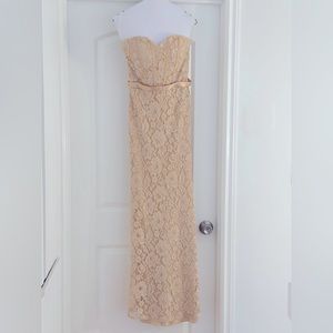 Champagne lace gown.